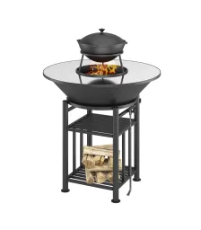 "FANTASTIC GRILL" Везувий Ø 1000 (чаша+подставка+плита+решетка чугунная"СТЕЙК" Ø 450мм+крышка)