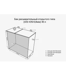 Бак расширительный открытого типа (439 0,8мм) 40л