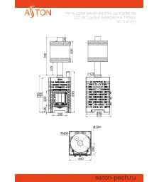 Печь для бани ASTON «Шторм 16» (ДТ-4С) б/в с баком на трубе 50л Ø120 (AISI 439) «ШТОРМ» (круглый)