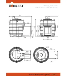 Печь для бани Эверест "Steam Heat" 24 НЕРЖ.
