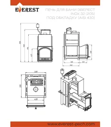 Печь для бани Эверест INOX 32 (205) под обкладку (AISI 430)