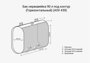 Бак под контур 90л Горизонталь (439 0,8мм)
