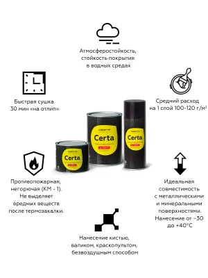Краска термостойкая (Эмаль) антикоррозионная (до 500°С; 0,8 кг) Красно-коричневая Церта (Certa)